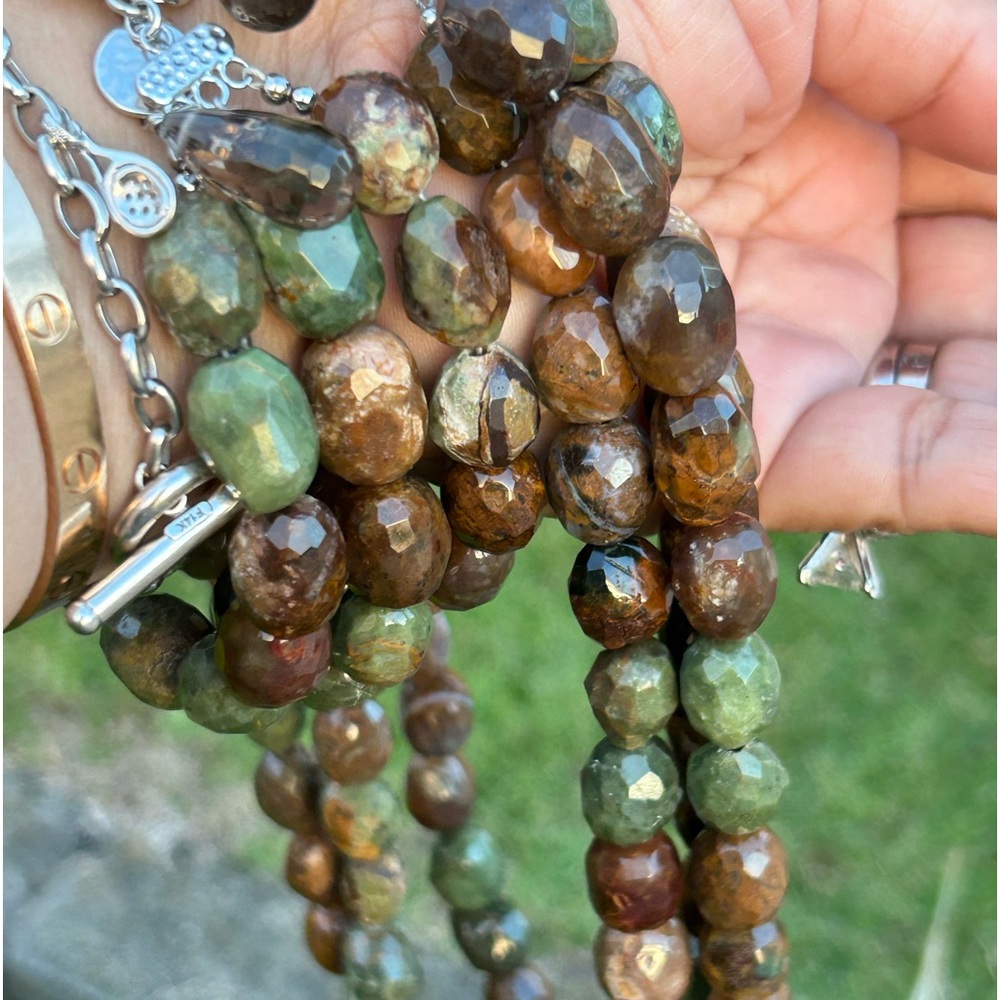Bundle Sterling silver gemstone beads insanely heavy necklace bracelet set